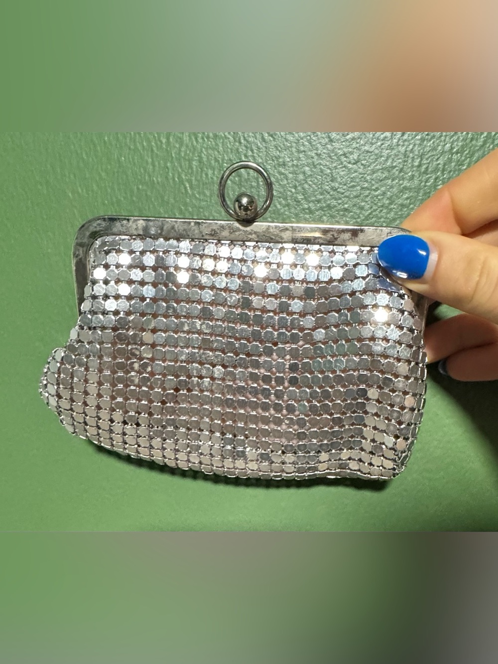 Silver Mesh Evening Coin Purse - Sparkling Clutch